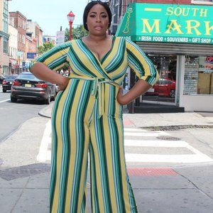 Plus size - Green and yellow jumsuit